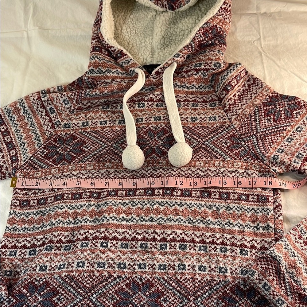 Derek Heart Multicolor Nordic Patterned Hoodie Size Large - Picture 4 of 7